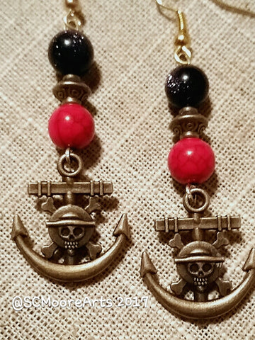 Pirate Skull and Anchor Earrings