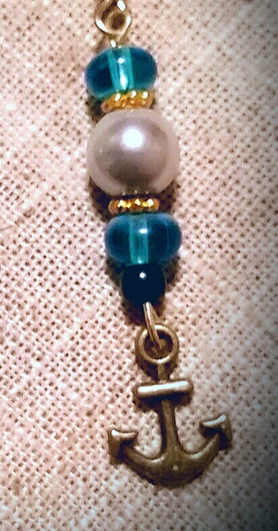 Sea-Blue Anchor Earrings