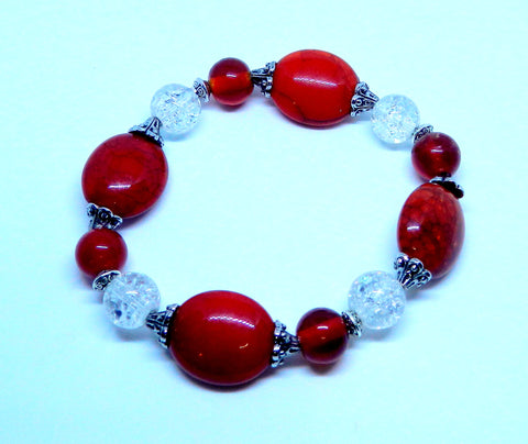 Red and White Holiday Bracelet
