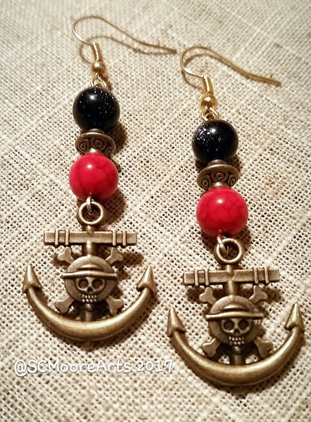 Pirate Skull and Anchor Earrings